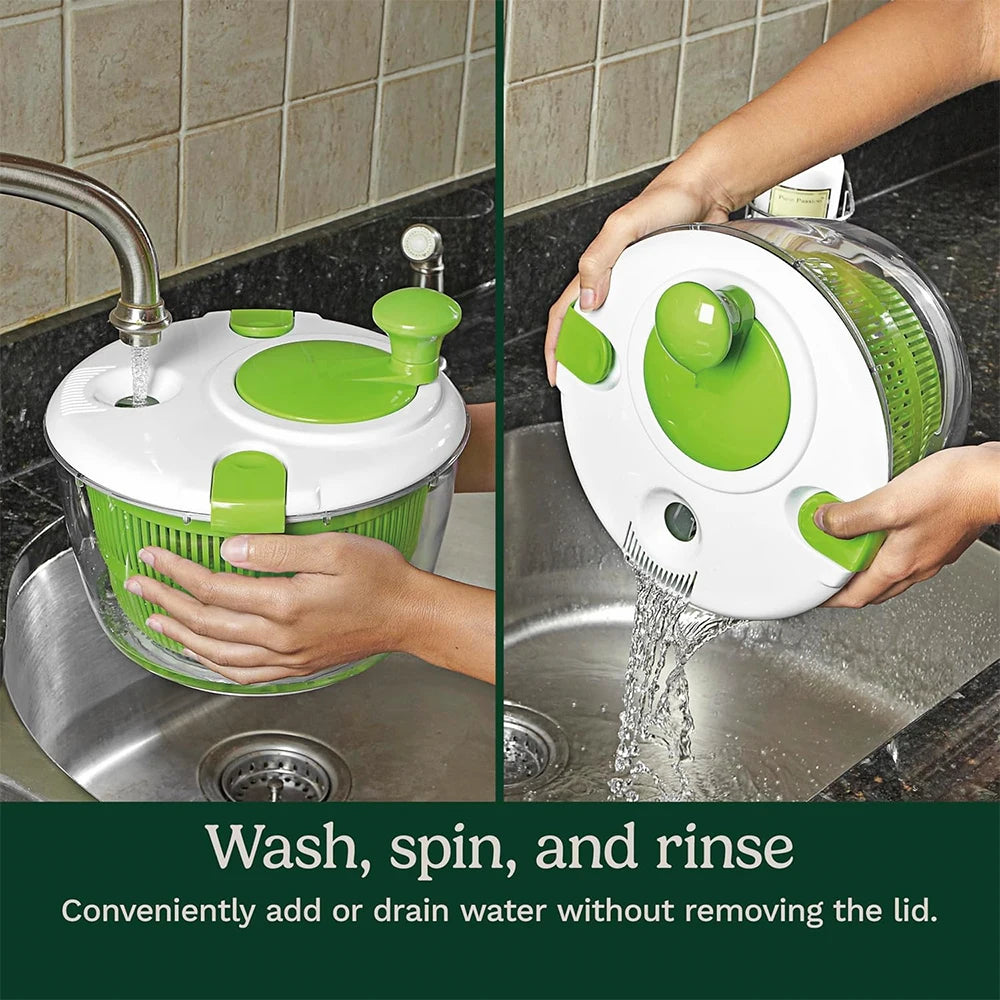 LMETJMA 5 L  Large Salad Spinner Vegetable Washer Dryer Drainer Strainer with Bowl Colander Multi-Use Lettuce Spinner JT252